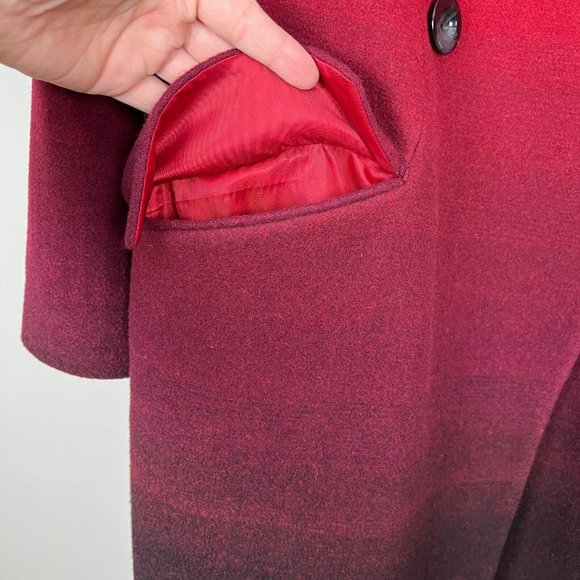 Worthington Dress Coat Womens‎ Large Red Ombre Wool Blend Long Double Breasted - Picture 14 of 15